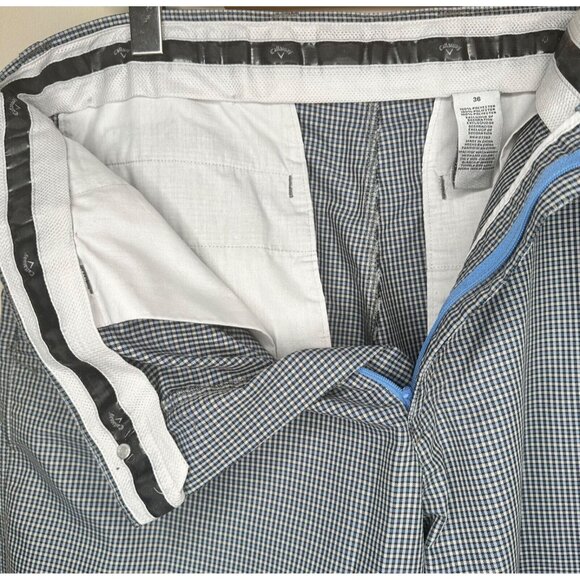 Callaway Mens Shorts Golf Active Waistband Flat Front Golfer Blue Plaid Size 36 - Picture 6 of 11
